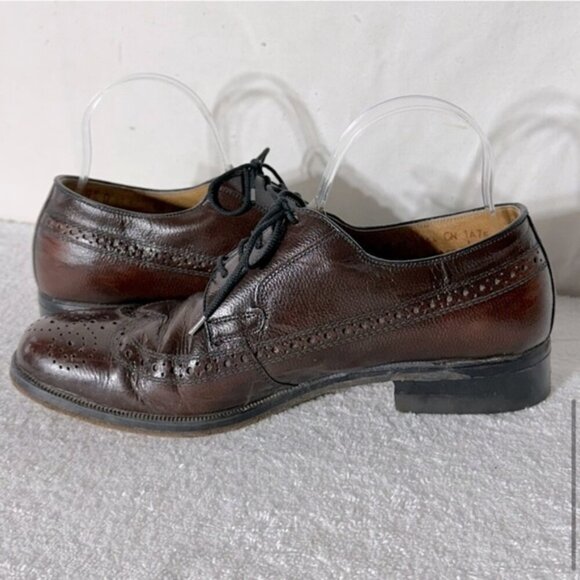Vintage The Shoe People Brown Leather Wingtip Oxford Brogues Dress Shoes - Picture 8 of 15